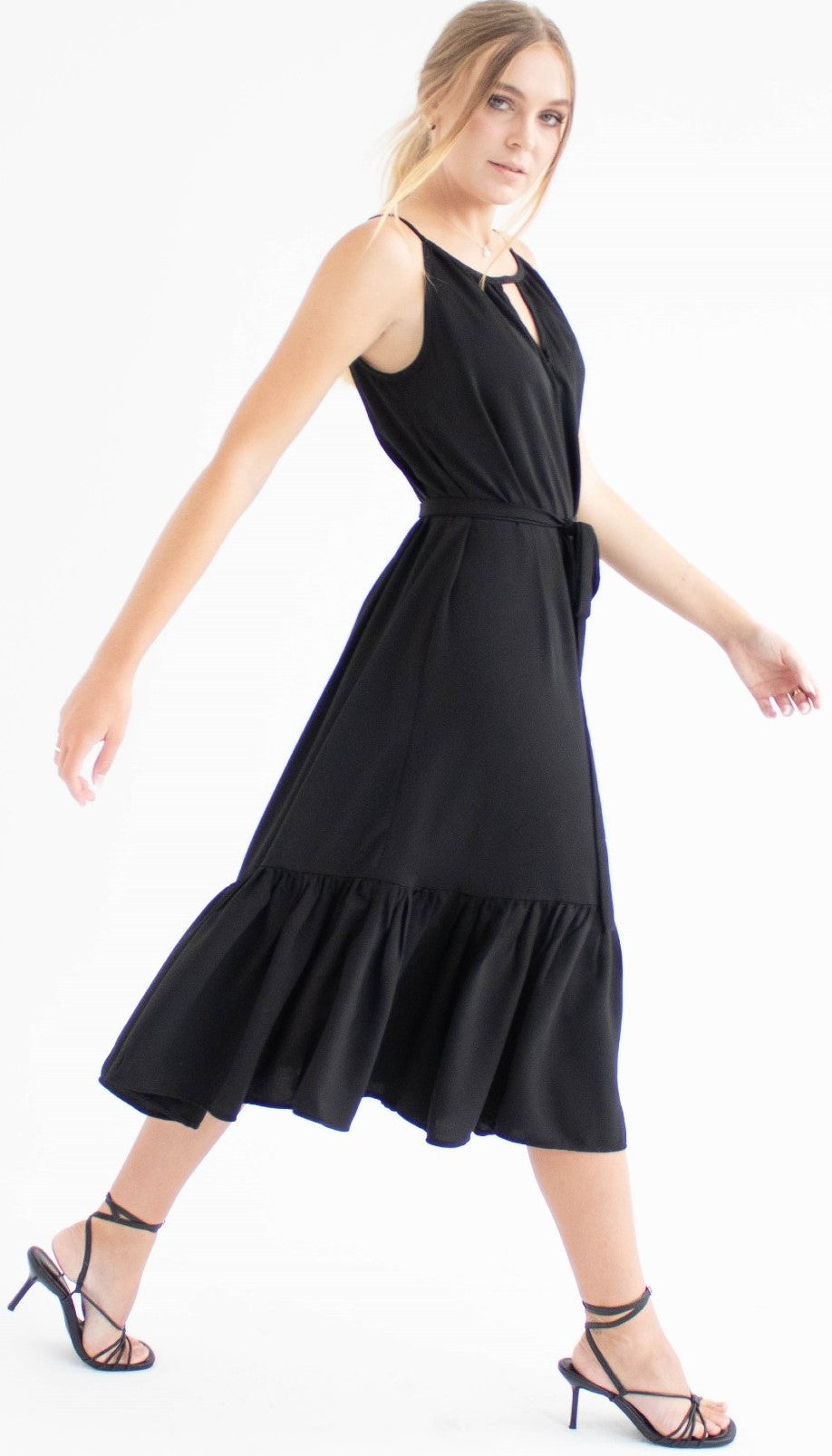 Black Halter Neck Midi Dress