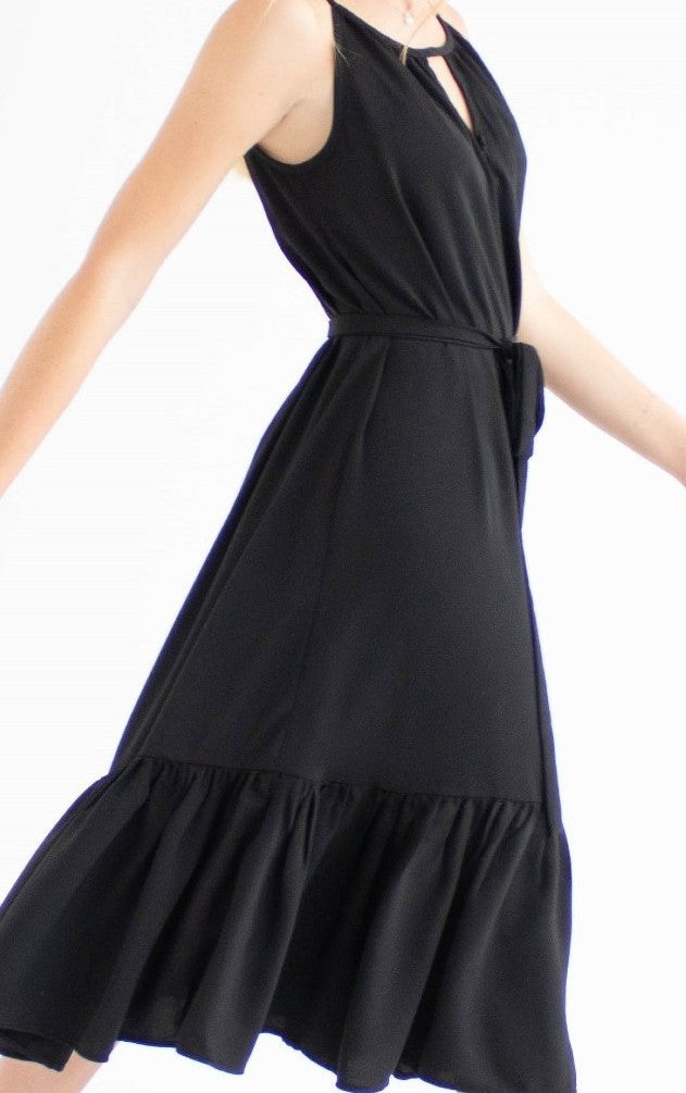 Black Halter Neck Midi Dress