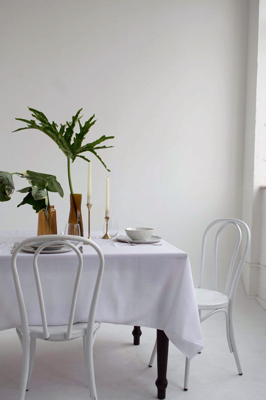 White and Black Table Cloths - 6 Seater Table