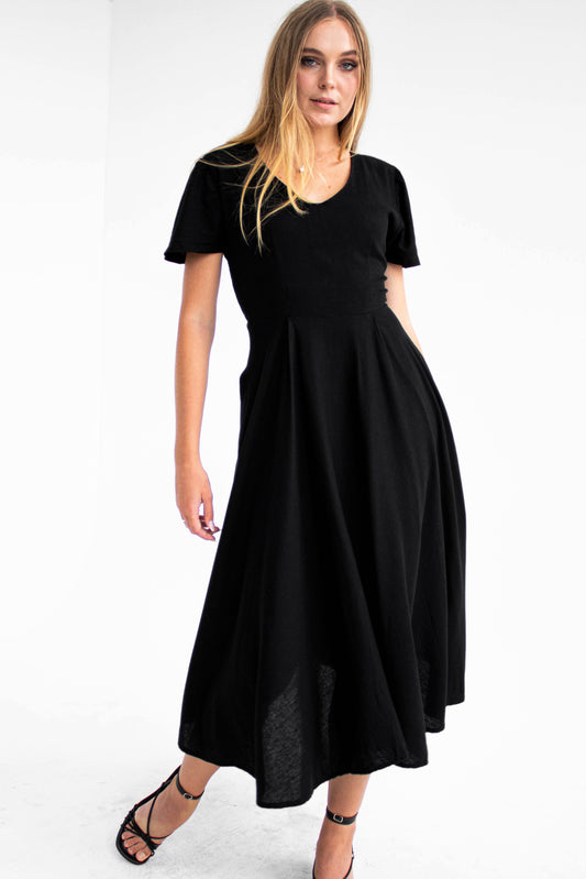 Classic Black Linen Dress