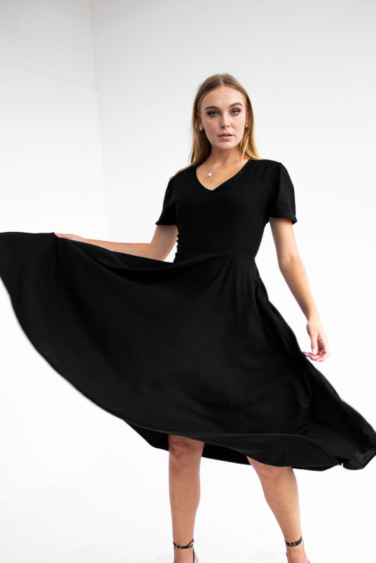 Classic Black Linen Dress