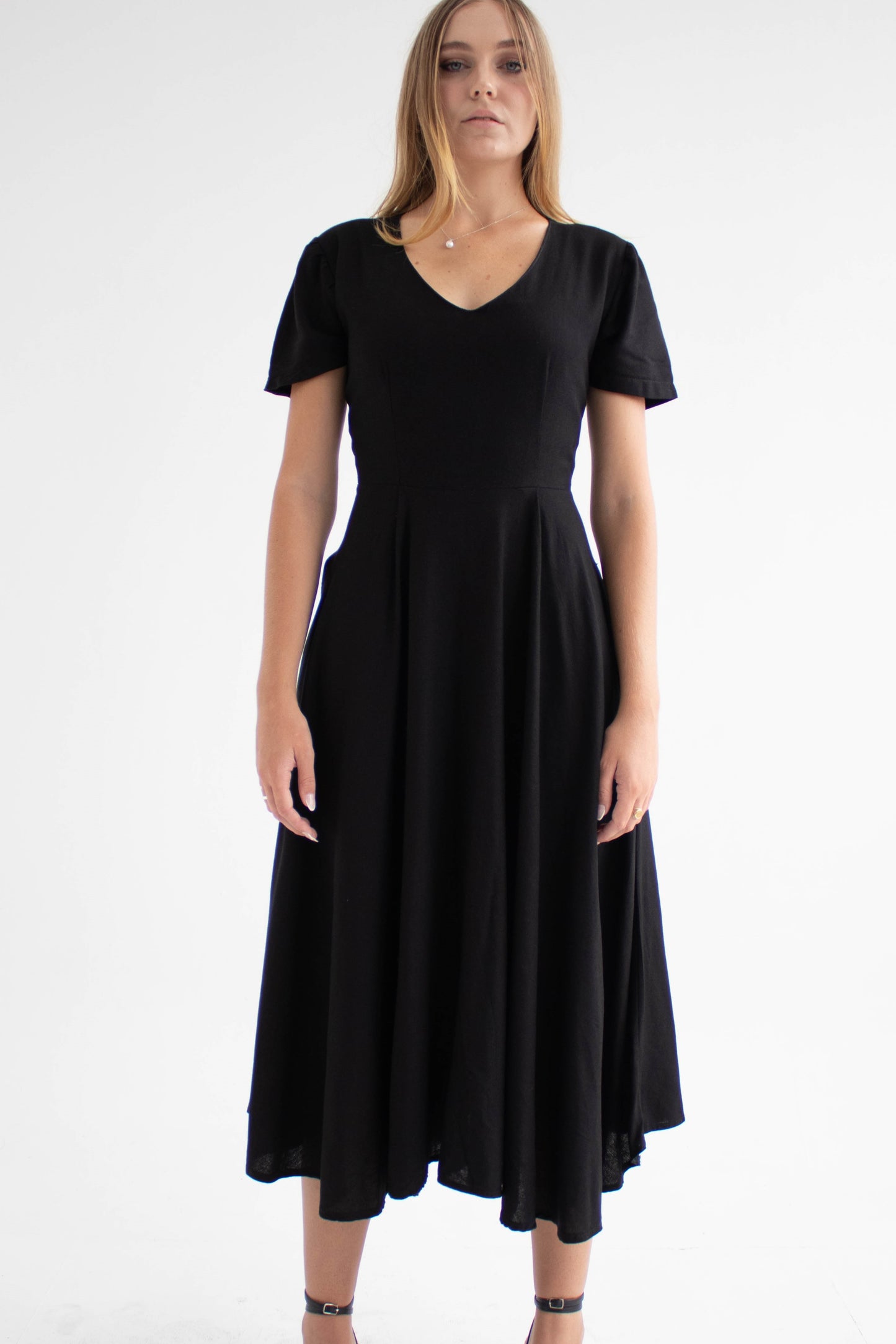 Classic Black Linen Dress